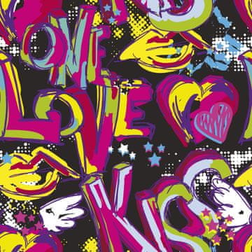 shumee ZUNANJE DEKORACIJSKE TKANINE OXFORD - Motiv Love Graffiti