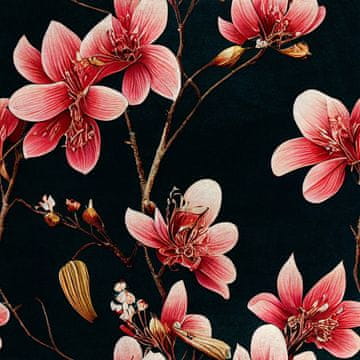 shumee Kraljevski žametni material iz poliestra za šivanje - motiv roza cvetov na veji