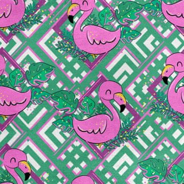 shumee Kraljevski žametni material iz poliestra za šivanje - motiv flaminga in listov