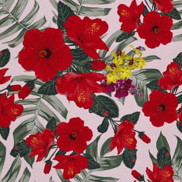 shumee ZUNANJE DEKORATIVNE TKANINE OXFORD - Motiv rdečega hibiskusa