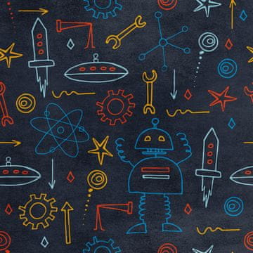 shumee Kraljevski žametni material iz poliestra za šivanje - motiv robota UFO