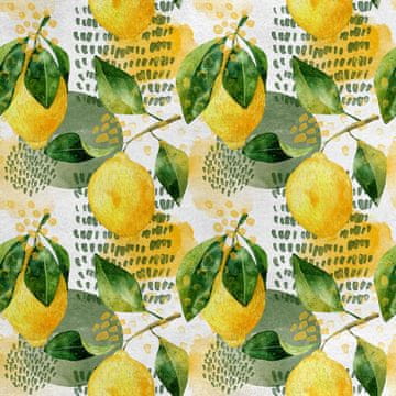 shumee Kraljevski žametni material iz poliestra za šivanje - motiv akvarelnih limon