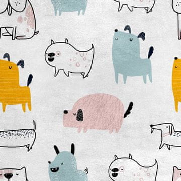 shumee Kraljevski žametni material iz poliestra za šivanje - motiv pastelnih psov