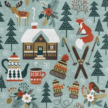 shumee Kraljevski žametni material iz poliestra za šivanje - motiv Zima v gozdu