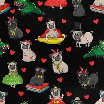 shumee Kraljevski žametni material iz poliestra za šivanje - motiv mopsov v preobleki