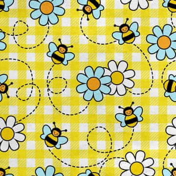 shumee Kraljevski žametni material iz poliestra za šivanje - motiv čebel in marjetic