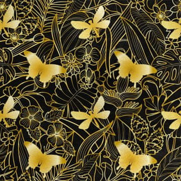 shumee Kraljevski žametni material iz poliestra za šivanje - motiv zlatih metuljev