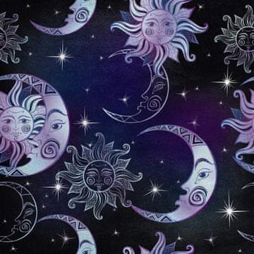 shumee Kraljevski žametni material iz poliestra za šivanje - motiv sonca, lune in zvezd