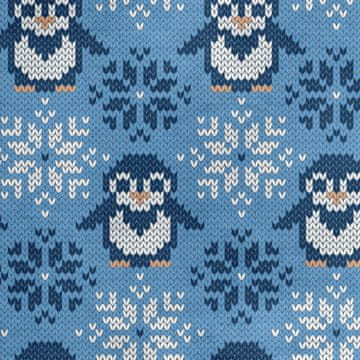 shumee Kraljevski žametni material iz poliestra za šivanje - motiv žakardnih pingvinov