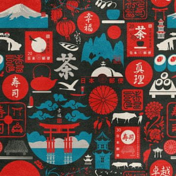shumee Kraljevski žametni material iz poliestra za šivanje - Motif Japan