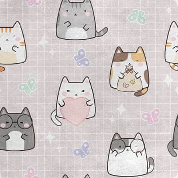 shumee Kraljevski žametni material iz poliestra za šivanje - motiv mačk in metuljev