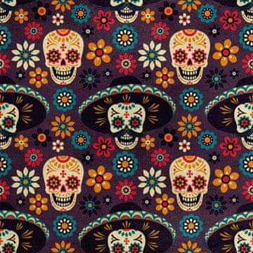 shumee Kraljevski žametni material iz poliestra za šivanje - motiv Dan mrtvih 2