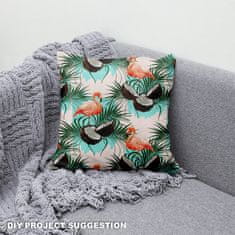 shumee Kraljevski žametni material iz poliestra za šivanje - motiv flaminga in kokosa