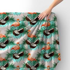 shumee Kraljevski žametni material iz poliestra za šivanje - motiv flaminga in kokosa