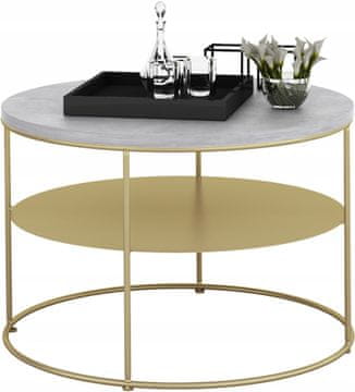 shumee Okrogla žična miza s polico 4TP55h37 Svetlo zlata betonska