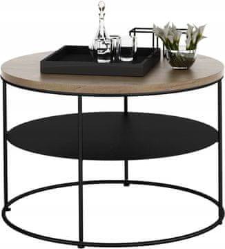 shumee Okrogla žična miza s polico 4TP55h37 Črni hrast Lancelot