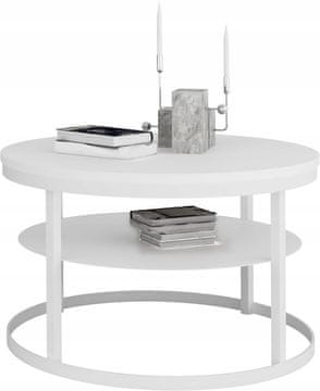 shumee Klubska mizica s polico, okrogla, fi75, iz profilov 20x20, mat bela, mat bela