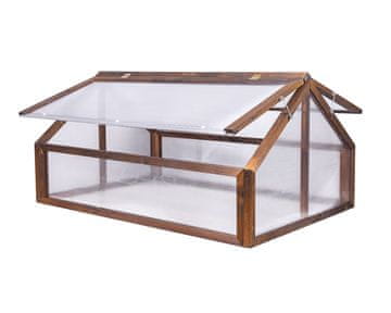 shumee Vrtni hladni okvir Greenspot - 120 x 80 x 60 cm, mini leseni rastlinjak za vrt, pokrov se odpira proti gredici, pokrov za dvignjeno gredico - za zelišča, zelenjavo, rože - les temnega palisandra