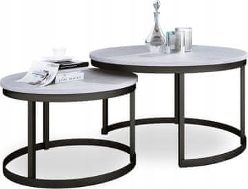 shumee Komplet okroglih klubskih mizic iz profilov 20x20, črni beton, svetli