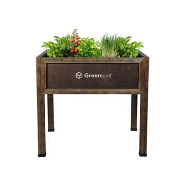 shumee Dvignjena gredica za balkon, teraso in vrt 80x45x80cm - Lesen herbarij na nogah - Sadilnik na nogah za rože, zelišča, zelenjavo - Dvignjena korita Greenspot Vintage temni palisander