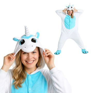 shumee Kigurumi pižama Onesie, kostum, preobleka, beli samorog XL: 175 - 185 cm
