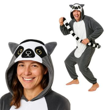 shumee Onesie kigurumi pižama kostum Lemur kostum XL: 175-185 cm
