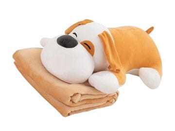 shumee KOMPLET PLIŠASTE PASJE BLAZE IN ODEJE 160x110 CM - BEŽ PLJIVA IGRAČA