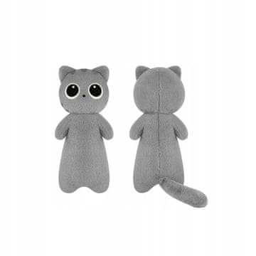 shumee PLIŠASTA MAČKA 70 CM - MEHKA MASKOTA SIVA MAČKA Z VELIKIMI OČMI