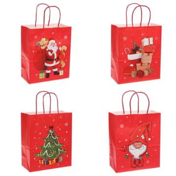 shumee BOŽIČNA DARILNA VREČKA 26x12x32 CM - RDEČA, MEŠANICA VZORCEV