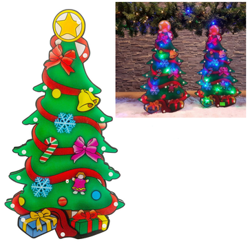 shumee LED BOŽIČNA DEKORACIJA ZA OKNO - BOŽIČNO DREVO Z DARILI