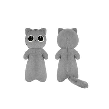 shumee SIVA MAČKA MASKOTA 50 CM - PLIŠASTA IGRAČA Z VELIKIMI OČMI