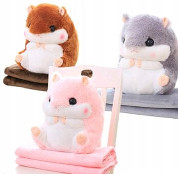 shumee MASKOTA HRČKA Z ODEJO 180x110CM - PLIŠASTA IGRAČA 2 V 1 ZA CRKANJE IN POTENJE, 35CM