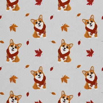 shumee ZUNANJE DEKORACIJSKE TKANINE OXFORD - Motiv psa corgi v šalu