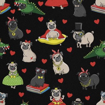 shumee ZUNANJE DEKORATIVNE TKANINE OXFORD - Motiv Pugs in Disguise