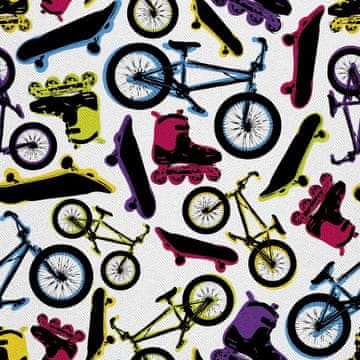 shumee ZUNANJE DEKORATIVNE TKANINE OXFORD - Motiv koles, rolk in rolerjev
