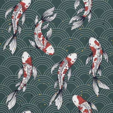 shumee ZUNANJE DEKORATIVNE TKANINE OXFORD - Motiv koi krapa na valu
