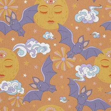 shumee ZUNANJE DEKORACIJSKE TKANINE OXFORD - Motiv netopirja in polne lune