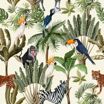 shumee ZUNANJE DEKORACIJSKE TKANINE OXFORD - Motiv safarija - zeleni listi I DR084
