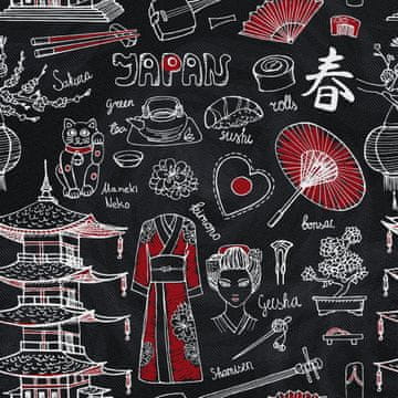 shumee ZUNANJE DEKORATIVNE TKANINE OXFORD - motiv Japonska Gejša simboli