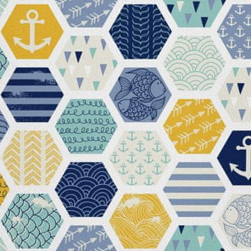shumee ZUNANJE DEKORACIJSKE TKANINE OXFORD - geometrijski navtični motiv