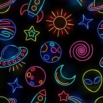 shumee Kraljevski žametni material iz poliestra za šivanje - motiv neonskega kozmosa