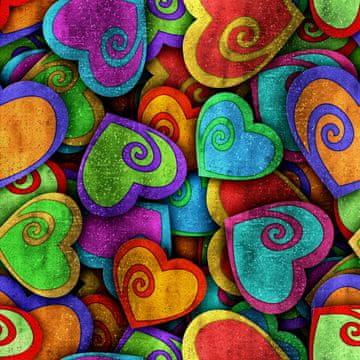 shumee Kraljevski žametni material iz poliestra za šivanje - motiv barvnih srčkov 2