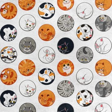 shumee Kraljevski žametni material iz poliestra za šivanje - motiv okroglih mačk