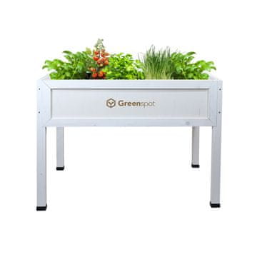 shumee Dvignjena gredica za balkon, teraso in vrt 110x55x80cm - Lesen herbarij na nogah - Sadilnik na nogah za rože, zelišča, zelenjavo - Dvignjen zaboj za vrt, Greenspot Vintage bela