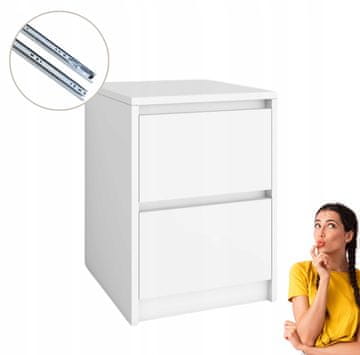 shumee Nočna omarica Alaska White z 2 predaloma | Brezročajne fronte 41x52,2x43 cm