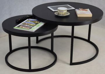 shumee Komplet okroglih klubskih mizic, sestavljenih iz privijačenih profilov 20x20 Črna Črna