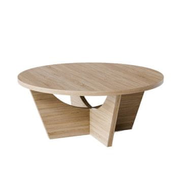 shumee Okrogla klubska mizica TORI Ø90 cm, hrast Sonoma