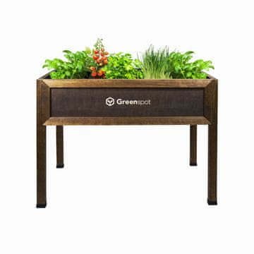 shumee Dvignjena gredica za balkon, teraso in vrt 110x55x80cm - Lesen herbarij na nogah - Sadilnik na nogah za rože, zelišča, zelenjavo - Dvignjen zaboj, Greenspot Vintage temni palisander