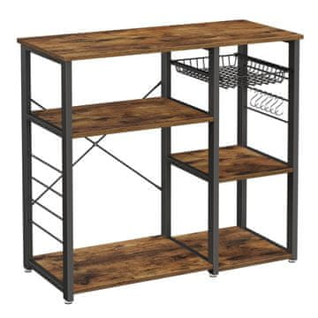 shumee Temno rjav kuhinjski voziček na kolesih, praktičen BEGRYF 60x40x84