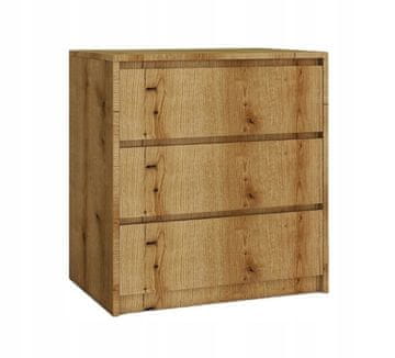 shumee Predalnik Evoke Coastal Oak s 3 predali, brez ročajev, 70x75x43 cm